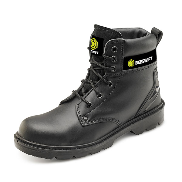 Beeswift Smooth Leather 6 Inch Boot Black