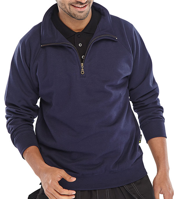 Beeswift Quarter Zip Sweatshirt Navy Blue