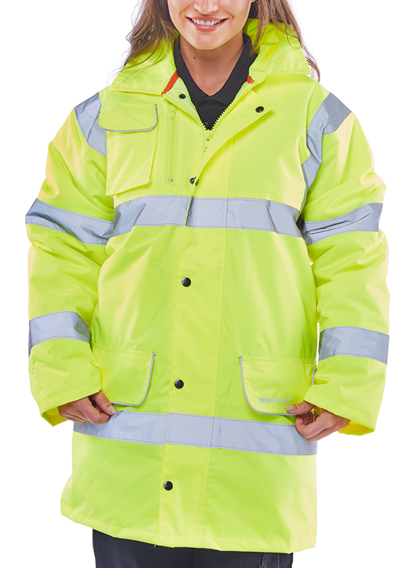 Beeswift Hi-Vis Fleece Lined Traffic Jacket Saturn Yellow