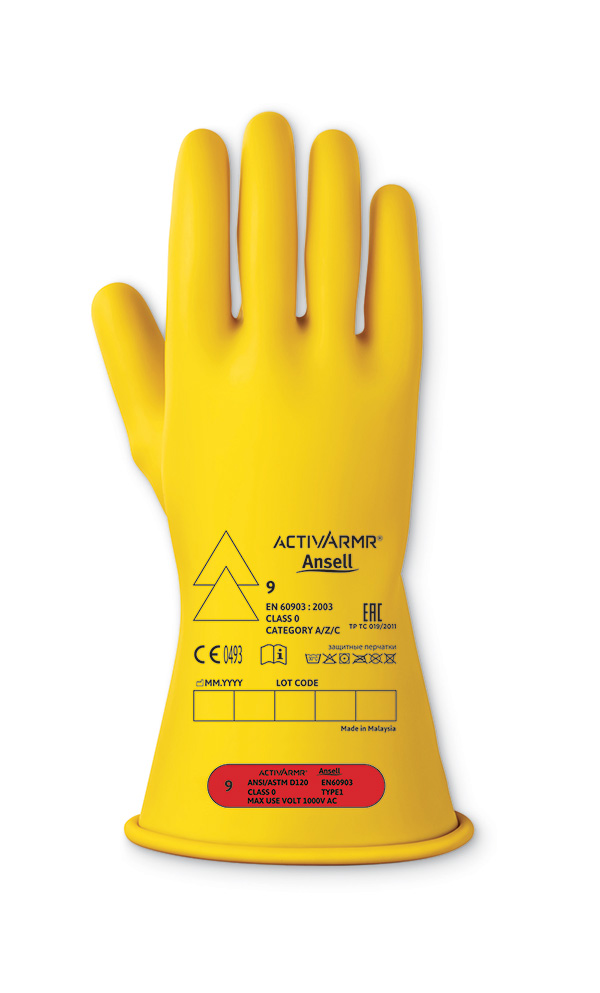 Ansell Low Voltage Electrical Insulating Glove (Class 0) 11″ Gloves Yellow Ansell Low Voltage Electrical Insulating Glove (Class 0) 11″ Gloves Yellow