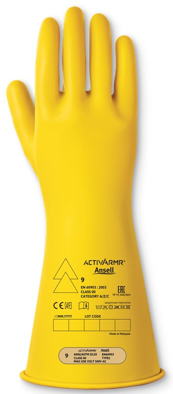 Ansell Low Voltage Electrical Insulating Gloves (Class 0) 14″ Yellow Ansell Low Voltage Electrical Insulating Gloves (Class 0) 14″ Yellow