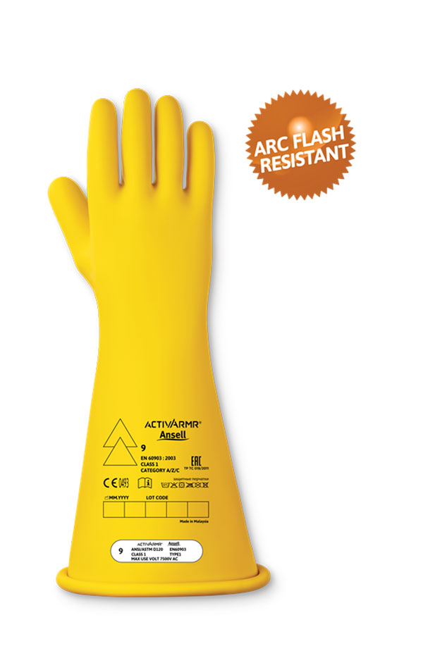 High Voltage Electrical Insulating Glove (Class 1) Yellow High Voltage Electrical Insulating Glove (Class 1) Yellow