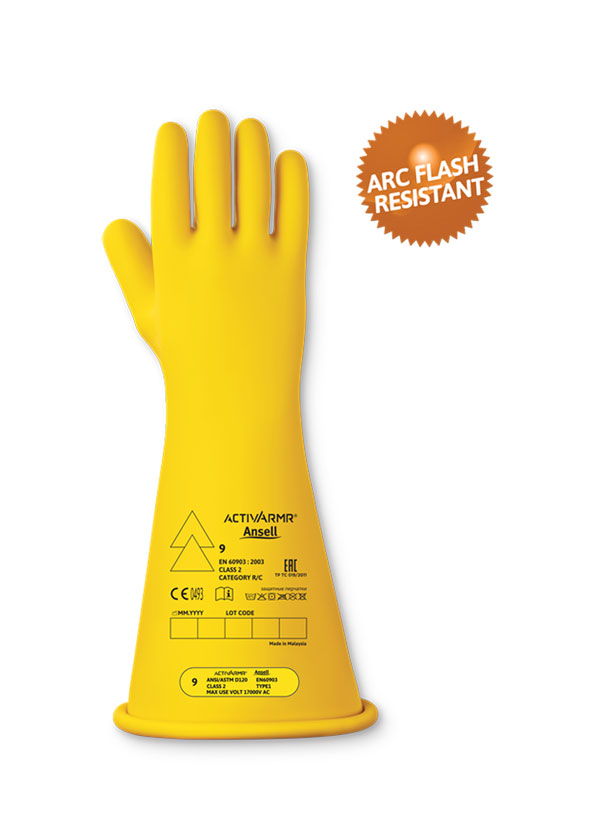 High Voltage Electrical Insulating Glove (Class 2) Yellow