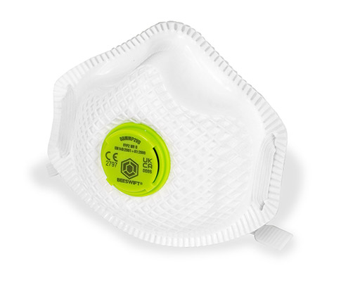Beeswift Vented P2 Premium Mesh Cup Mask White