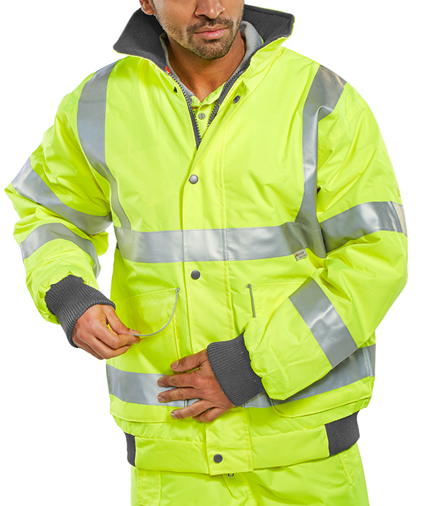 Beeswift Super Bomber Hi-Vis Waterproof Jacket Saturn Yellow