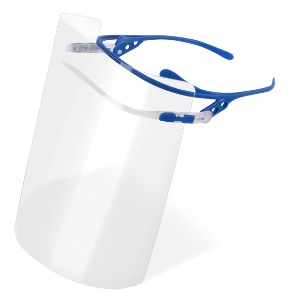 Full Face Shield – Frame With 10 Visors Blue Full Face Shield – Frame With 10 Visors Blue