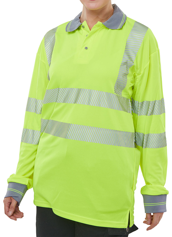 Beeswift Executive Hi-Vis Long Sleeve Polo Shirt Saturn Yellow