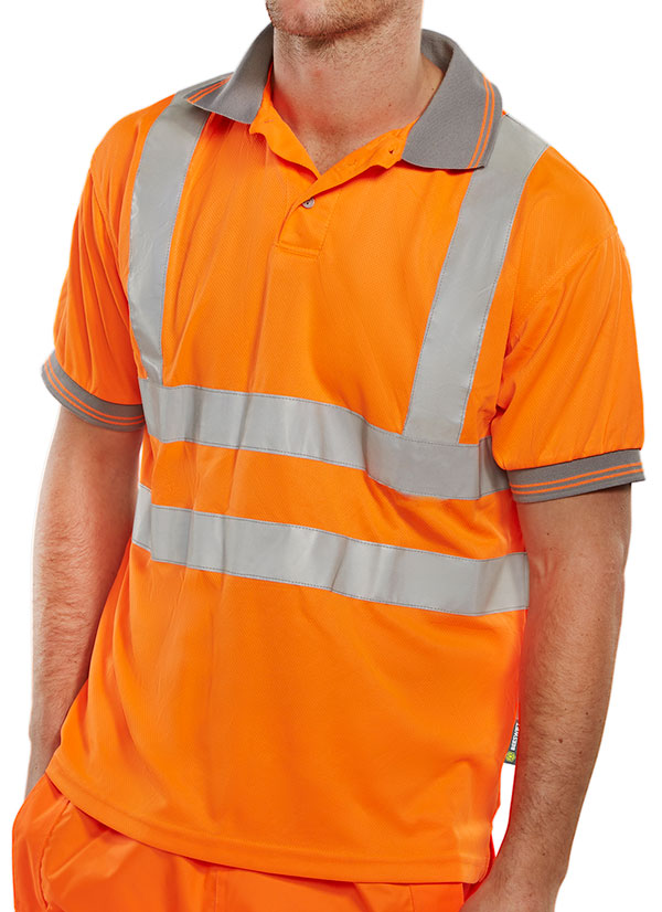 Beeswift Short Sleeve Hi-Vis Polo Shirt Orange Beeswift Short Sleeve Hi-Vis Polo Shirt Orange