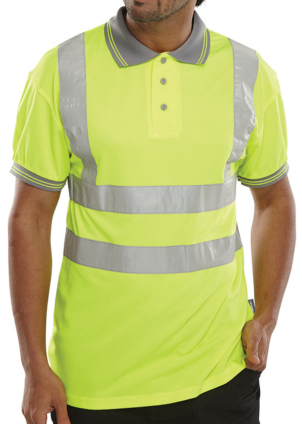 Beeswift Short Sleeve Hi-Vis Polo Shirt Saturn Yellow Beeswift Short Sleeve Hi-Vis Polo Shirt Saturn Yellow