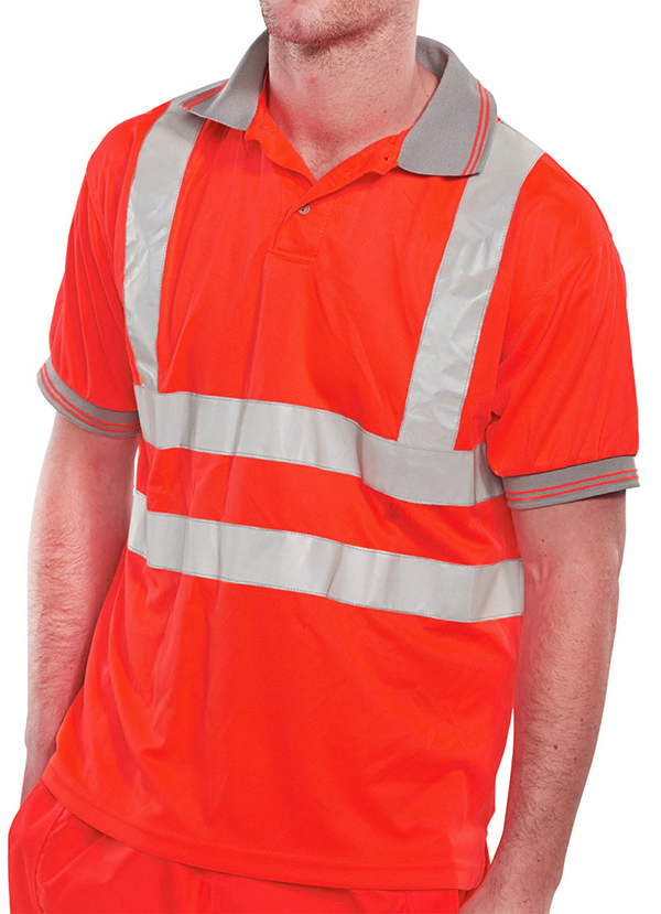 Beeswift Short Sleeve Hi-Vis Polo Shirt Red Beeswift Short Sleeve Hi-Vis Polo Shirt Red