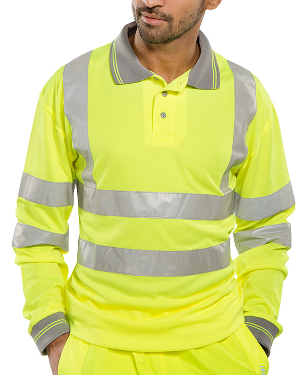 Beeswift Long Sleeve Hi-Vis Polo Shirt Saturn Yellow Beeswift Long Sleeve Hi-Vis Polo Shirt Saturn Yellow