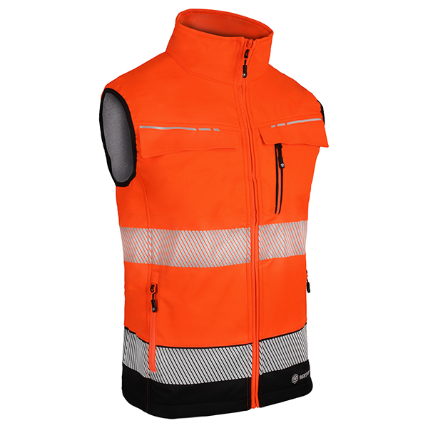 Beeswift Deltic Two-Tone Hi-Vis Softshell Rail Bodywarmer Orange / Black Beeswift Deltic Two-Tone Hi-Vis Softshell Rail Bodywarmer Orange / Black