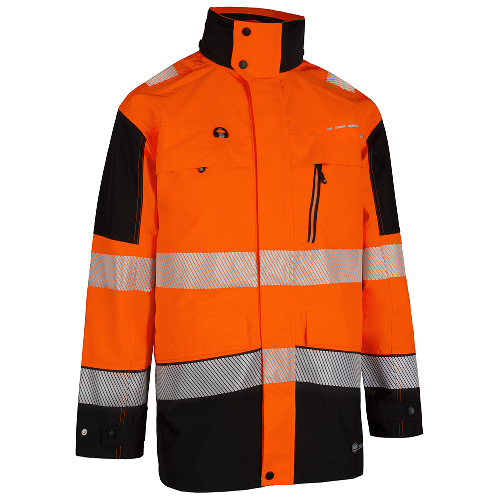 Beeswift Deltic Hi-Vis Two-Tone Ripstop Breathable And Waterproof Rail Jacket Orange / Black