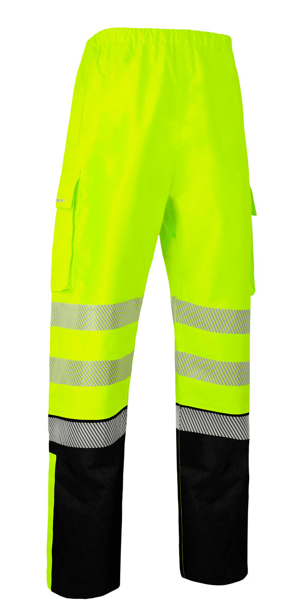 Beeswift Deltic Hi-Vis Two-Tone Ripstop Breathable And Waterproof Rail Overtrouser Saturn Yellow / Navy