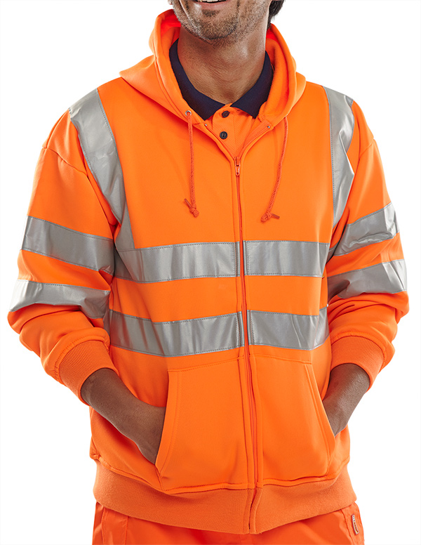 Beeswift Essential Hi-Vis Zipped Hoodie Orange Beeswift Essential Hi-Vis Zipped Hoodie Orange