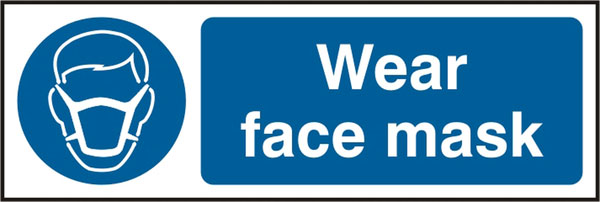 Wear Face Mask Sign White/Blue