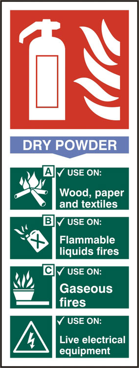 Beeswift Fire Extinguisher Dry Powder Sign Self Adhesive White