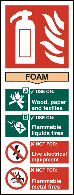 Beeswift Fire Extinguisher Foam Sign Rigid Pvc White