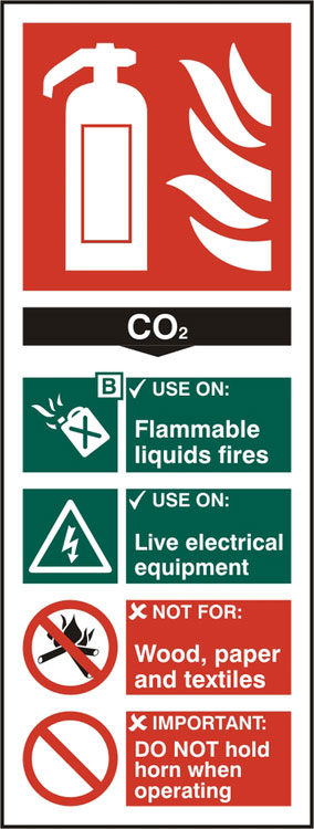Beeswift Fire Extinguisher Co2 Sign Rigid Pvc White
