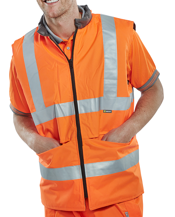 Beeswift Reversible Hi-Vis Interactive Bodywarmer Orange / Grey Beeswift Reversible Hi-Vis Interactive Bodywarmer Orange / Grey