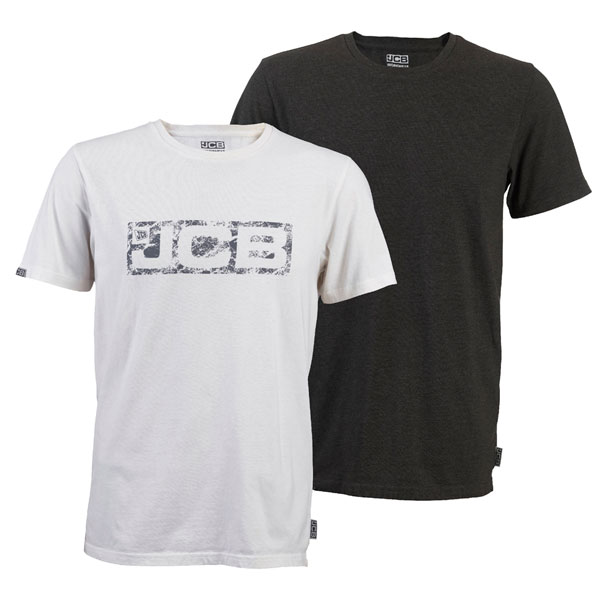 Jcb Workwear Essential Twin Pack T-Shirts White/Grey Jcb Workwear Essential Twin Pack T-Shirts White/Grey