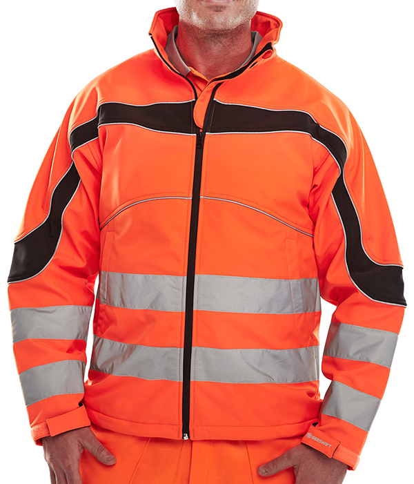 Beeswift Eton Hi-Vis Soft Shell Jacket Orange / Black