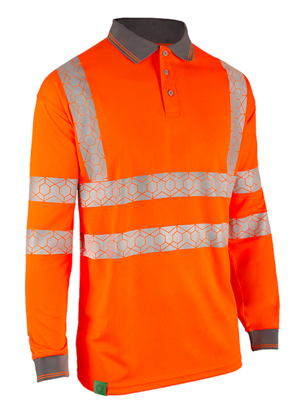 Beeswift Envirowear Hi-Vis Long Sleeve Recyclable Polo Shirt Orange Beeswift Envirowear Hi-Vis Long Sleeve Recyclable Polo Shirt Orange