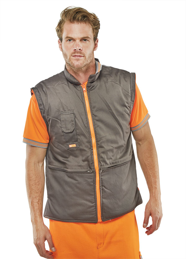 Beeswift Elsener Hi-Vis 7-In-1 Jacket And Bodywarmer Waterproof Orange