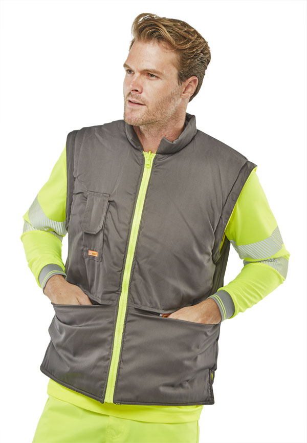 Beeswift Elsener Hi-Vis 7-In-1 Jacket And Bodywarmer Waterproof Saturn Yellow