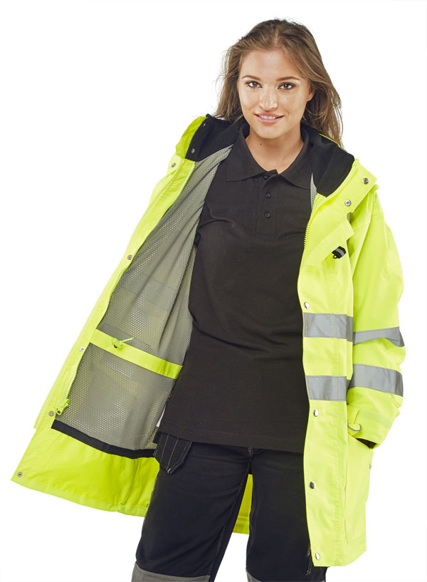 Beeswift Elsener Hi-Vis 7-In-1 Jacket And Bodywarmer Waterproof Saturn Yellow