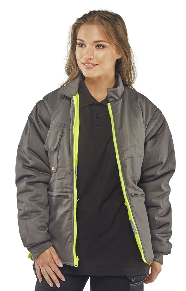 Beeswift Elsener Hi-Vis 7-In-1 Jacket And Bodywarmer Waterproof Saturn Yellow