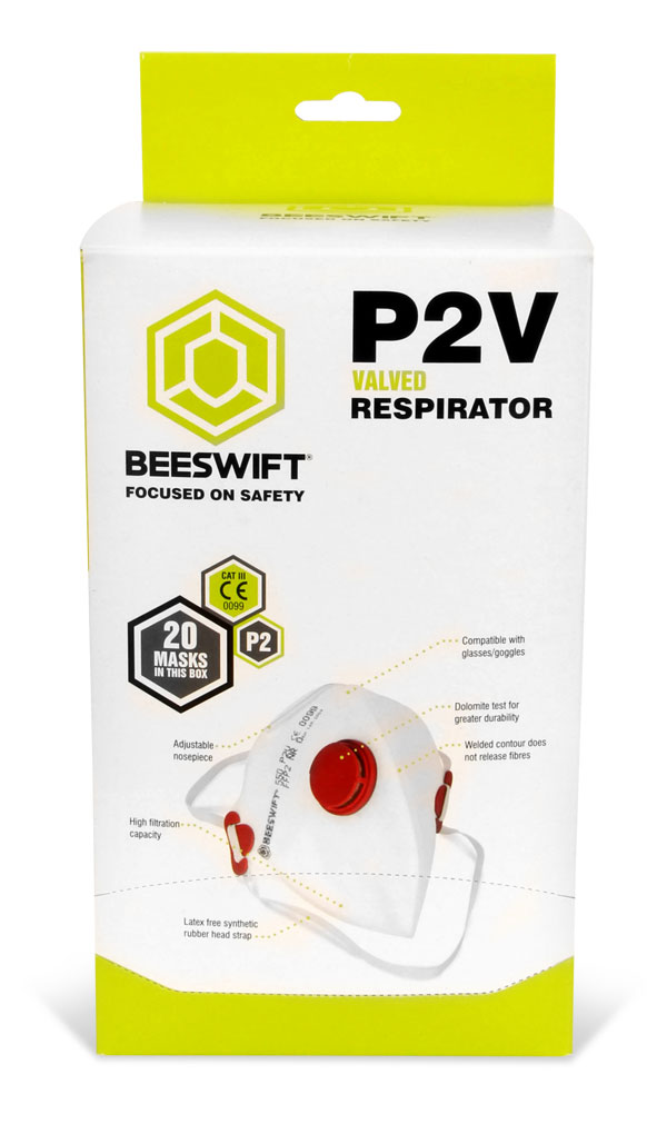 Beeswift Fold Flat P2 Valved Mask White