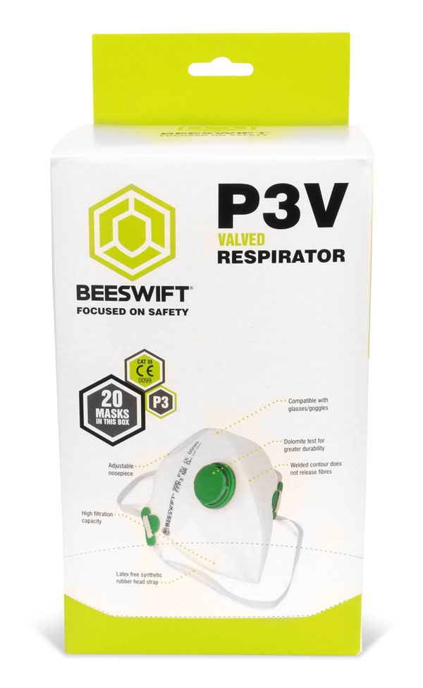 Beeswift Fold Flat P3 Valved Mask White