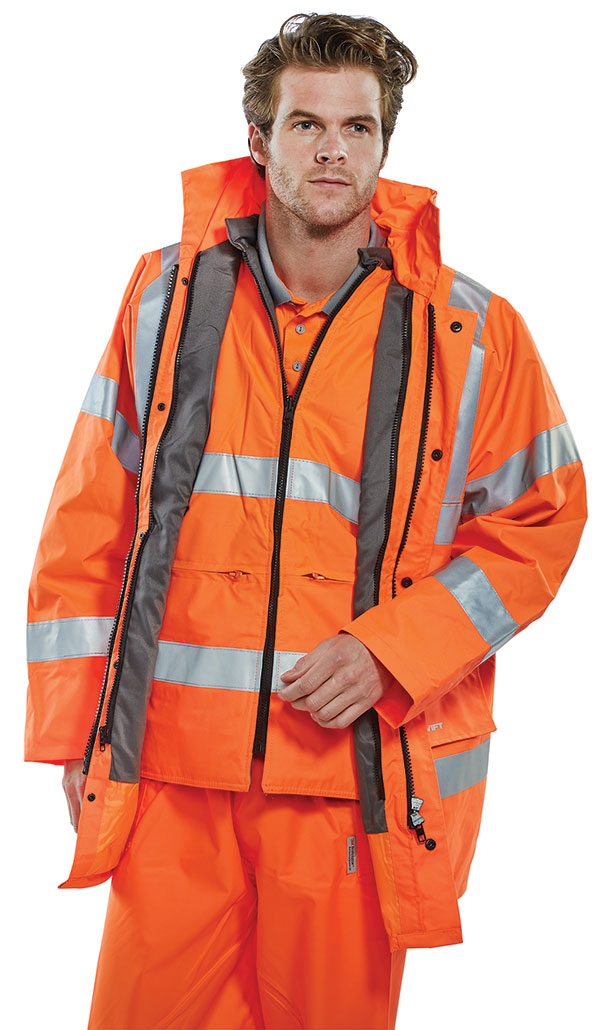 Beeswift 4 In 1 Hi-Vis Jacket And Bodywarmer Orange