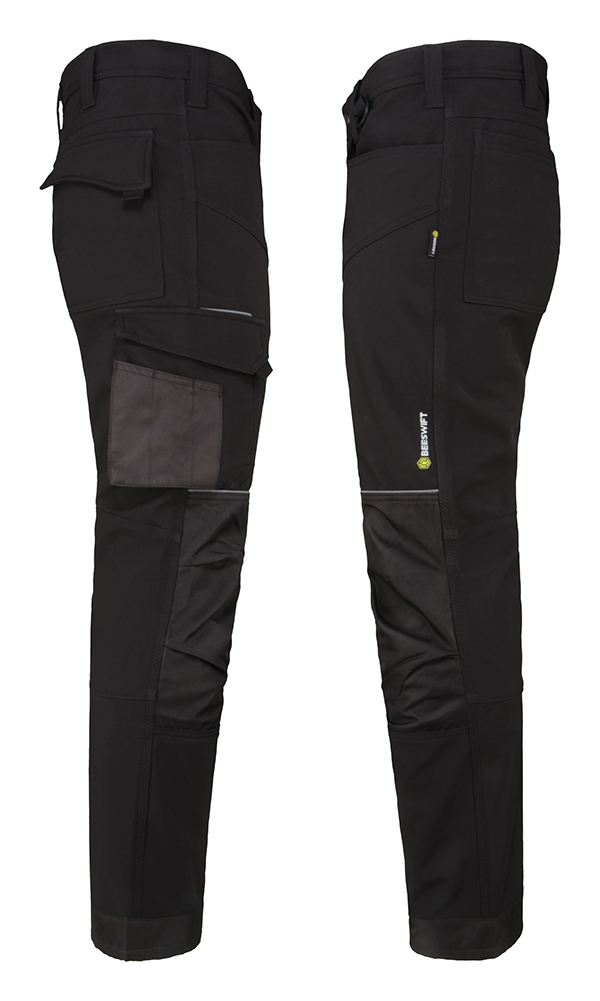 Beeswift Tornio Fleece Lined Soft Shell Stretch Work Trousers Black