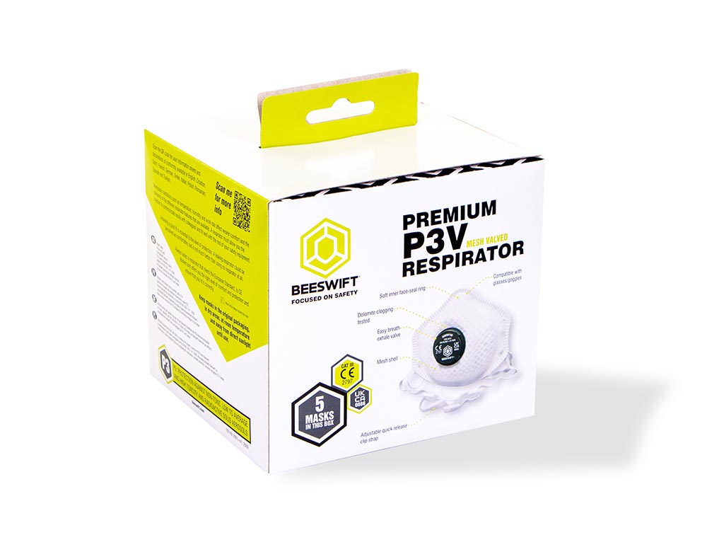 Beeswift Vented P3 Premium Mesh Cup Mask White