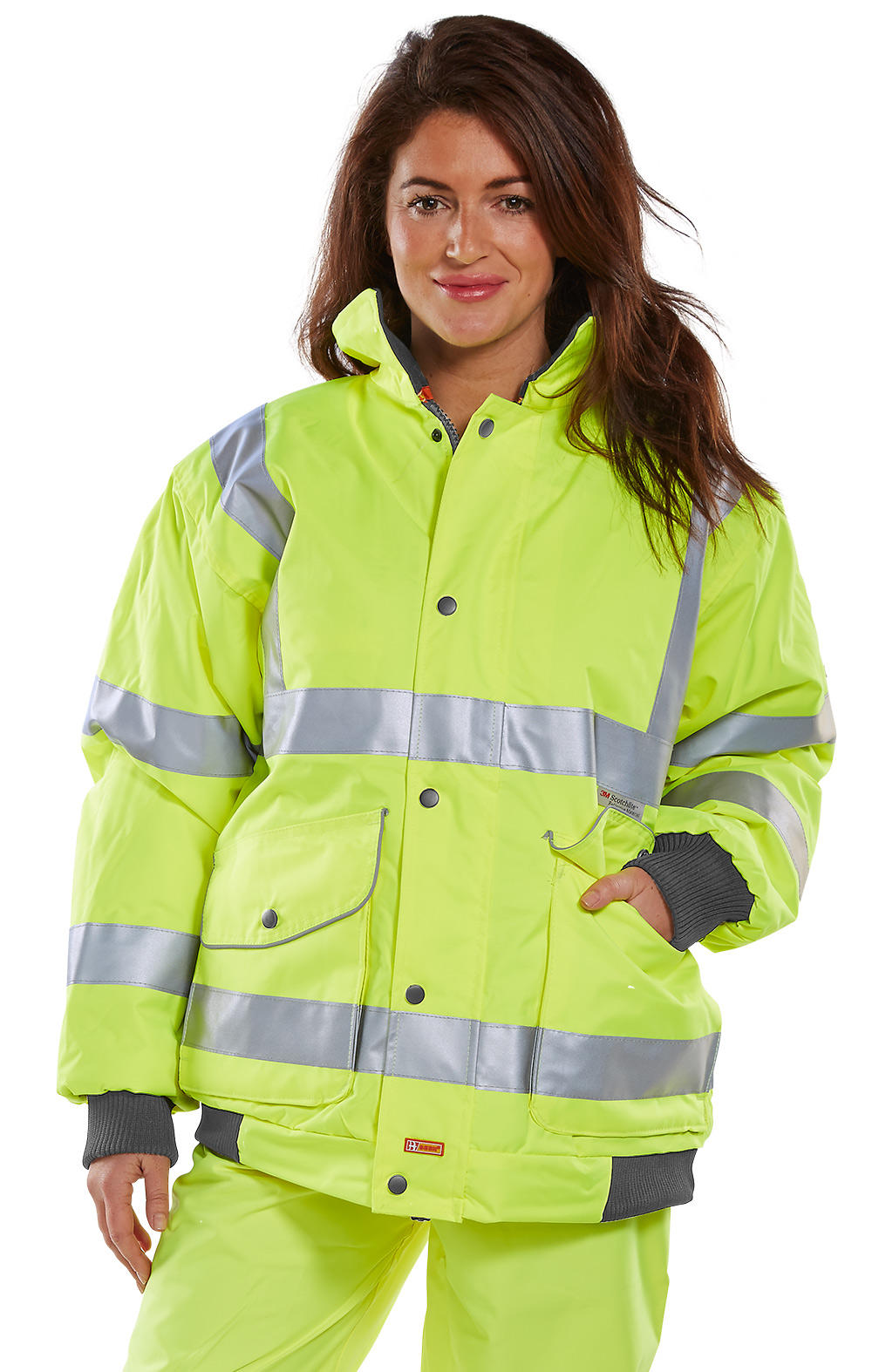 Beeswift Super Bomber Hi-Vis Waterproof Jacket Saturn Yellow