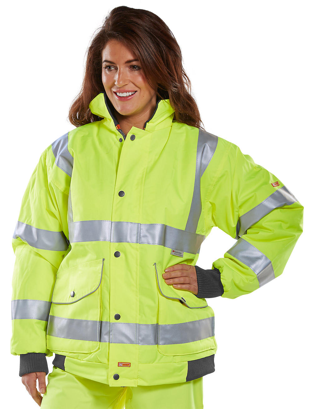 Beeswift Super Bomber Hi-Vis Waterproof Jacket Saturn Yellow