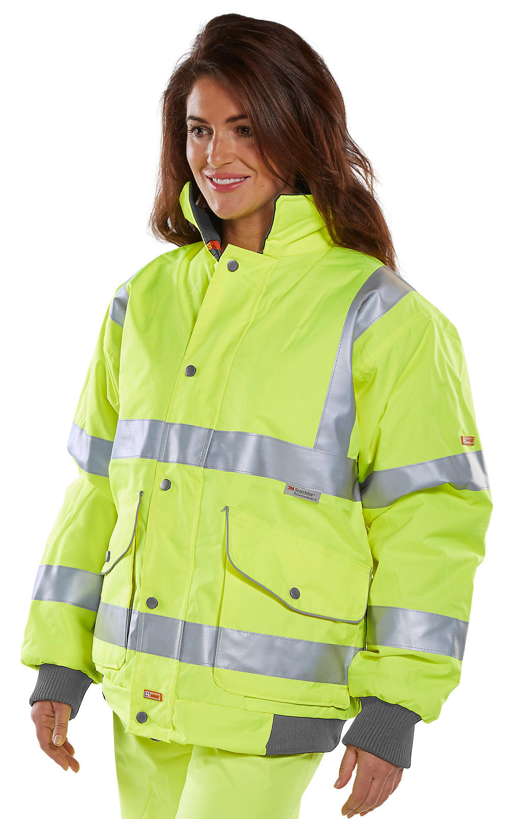 Beeswift Super Bomber Hi-Vis Waterproof Jacket Saturn Yellow