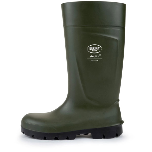 Bekina Steplite Easy Grip Non Safety Wellingtons Green