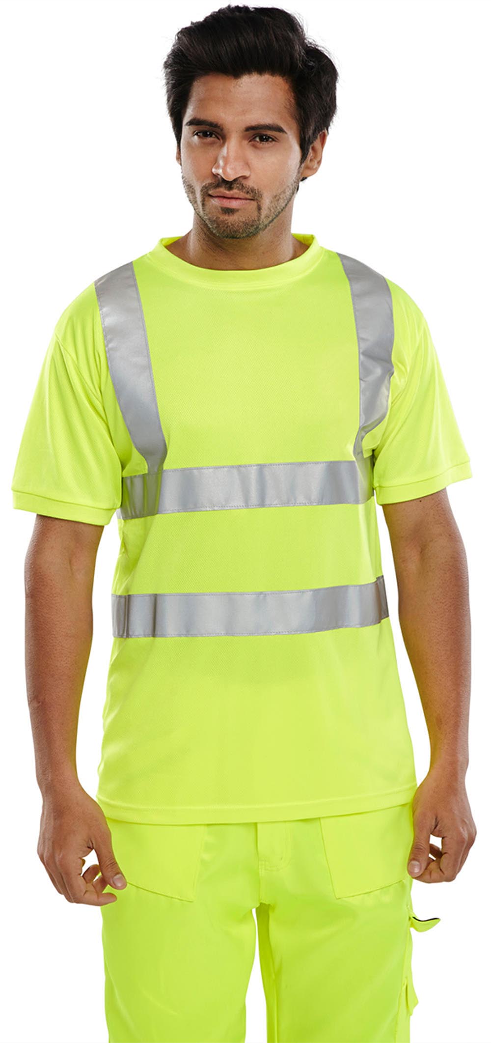 Beeswift Crew Neck Hi-Vis Short Sleeve T-Shirt Saturn Yellow