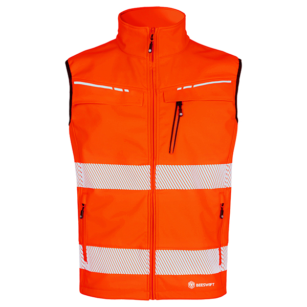 Beeswift Deltic Hi-Vis Softshell Rail Bodywarmer Orange
