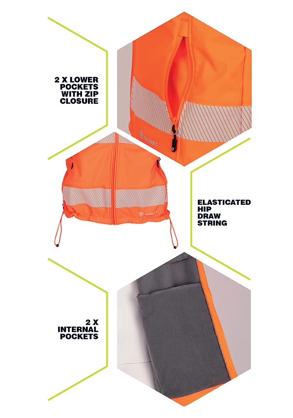 Beeswift Deltic Hi-Vis Softshell Rail Bodywarmer Orange