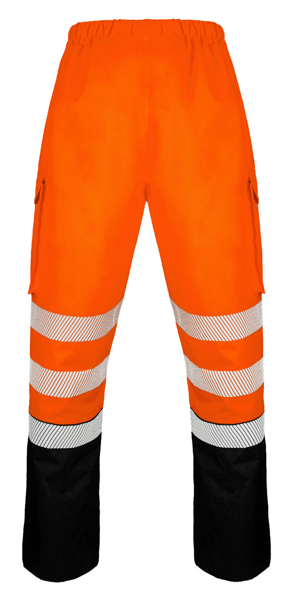 Beeswift Deltic Hi-Vis Two-Tone Ripstop Breathable And Waterproof Rail Overtrouser Orange / Black