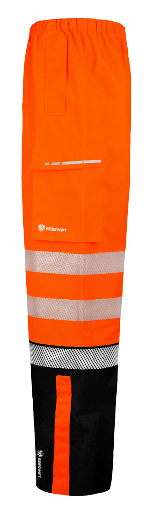 Beeswift Deltic Hi-Vis Two-Tone Ripstop Breathable And Waterproof Rail Overtrouser Orange / Black