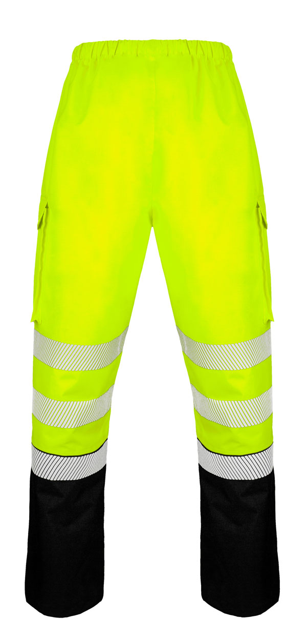 Beeswift Deltic Hi-Vis Two-Tone Ripstop Breathable And Waterproof Rail Overtrouser Saturn Yellow / Navy