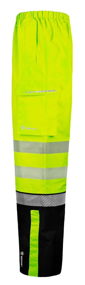 Beeswift Deltic Hi-Vis Two-Tone Ripstop Breathable And Waterproof Rail Overtrouser Saturn Yellow / Navy