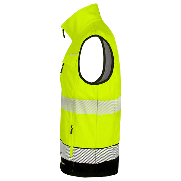 Beeswift Deltic Two-Tone Hi-Vis Softshell Rail Bodywarmer Saturn Yellow / Navy
