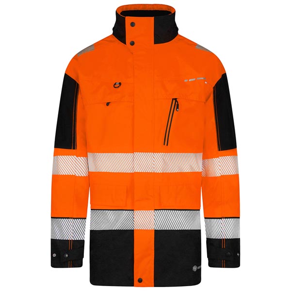 Beeswift Deltic Hi-Vis Two-Tone Ripstop Breathable And Waterproof Rail Jacket Orange / Black