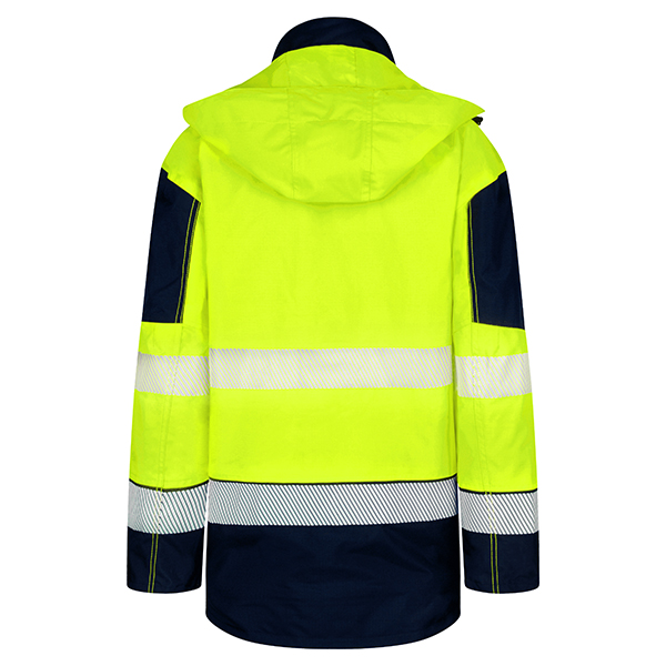 Beeswift Deltic Hi-Vis Two-Tone Ripstop Breathable And Waterproof Rail Jacket Saturn Yellow / Navy